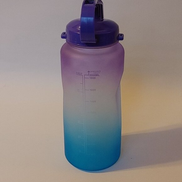 Motivational Water Bottle 64oz. Ombre Straw and Pop Top Lid 2000ml - Picture 11 of 14